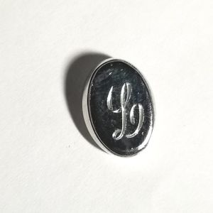 Vintage letter L tie tack pin silver tone alphabet monogram